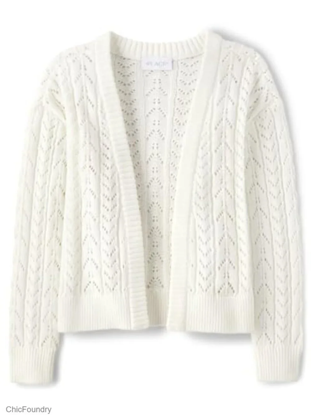 Girls Long Sleeve Open Front Knit Cardigan Cotton Acrylic